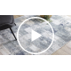 DISTIN 0143A navy blue / blue / white modern carpet - Geometric, vintage, fringes