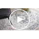 DISTIN 0834A navy blue / blue / yellow / terracotta modern carpet - Ornament, vintage, fringes